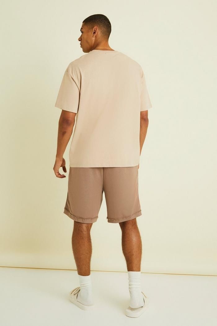 Urban Drip Premium Beige Drop Shoulder Oversized Men's T-Shirt |